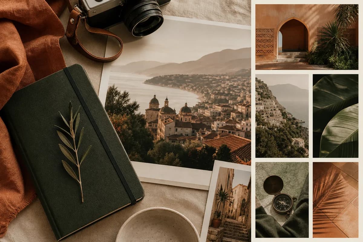 Fictional travel creator editorial sample visual with city-guide imagery.
